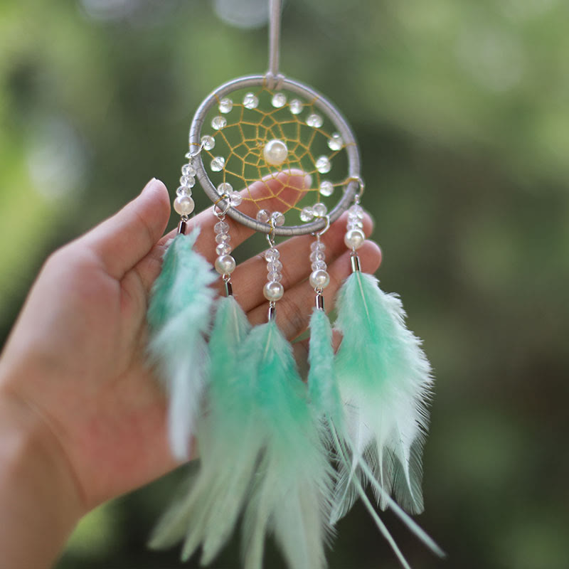 Olivenorma Clear Crystal Meditation Dream Catcher Ornament