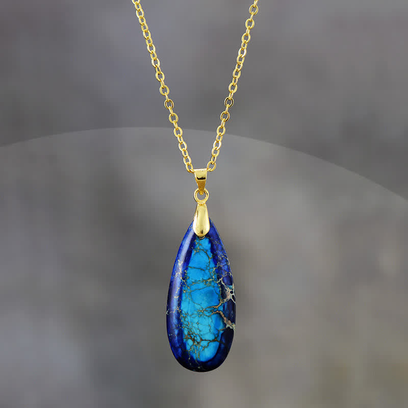 Olivenorma Natural Color Emperor Stone Water Drop Pendant Necklace