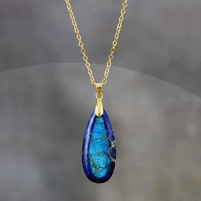 Olivenorma Natural Color Emperor Stone Water Drop Pendant Necklace