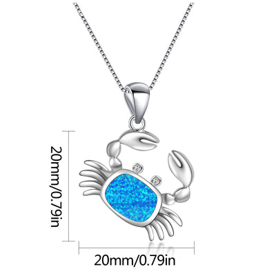 Olivenorma Blue Opal Small Crab Pendant Necklace