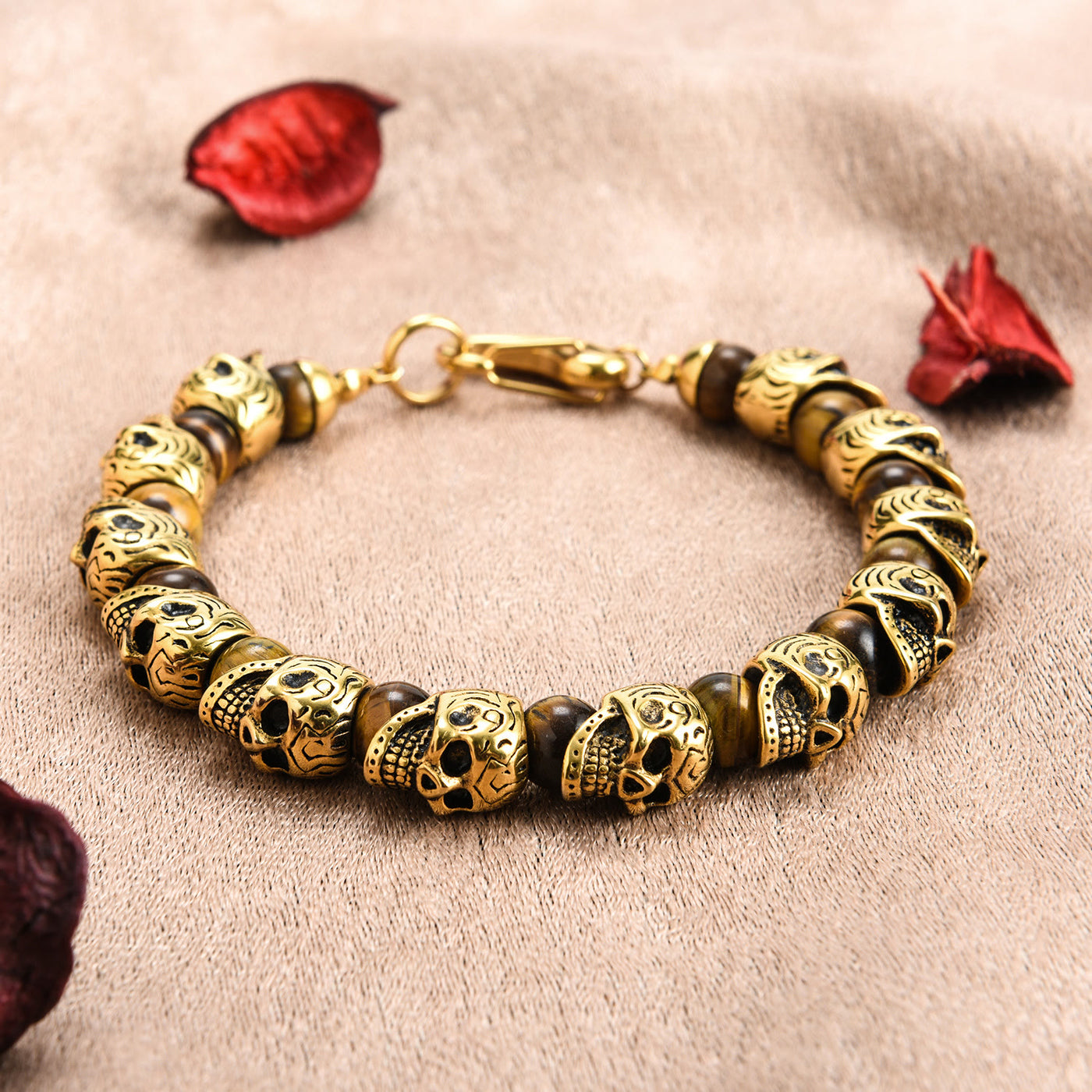 Olivenorma Natural Tiger Eye Handmade Stainless Steel Bracelet