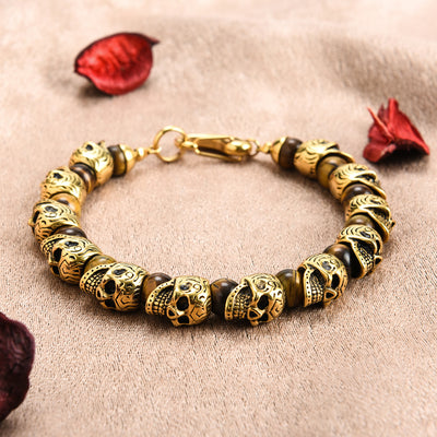Olivenorma Natural Tiger Eye Handmade Stainless Steel Bracelet