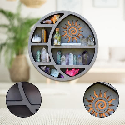 Olivenorma Round-shaped Crescent Moon & Sun Crystal Shelf