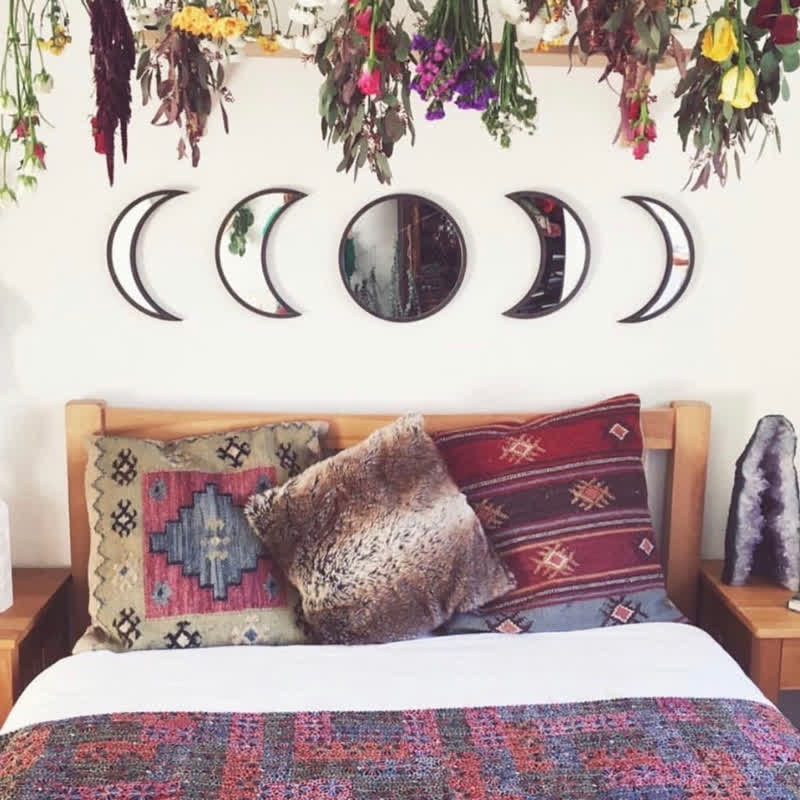 Original Wooden Moon Phase Mirrors Wall Decor - image 2
