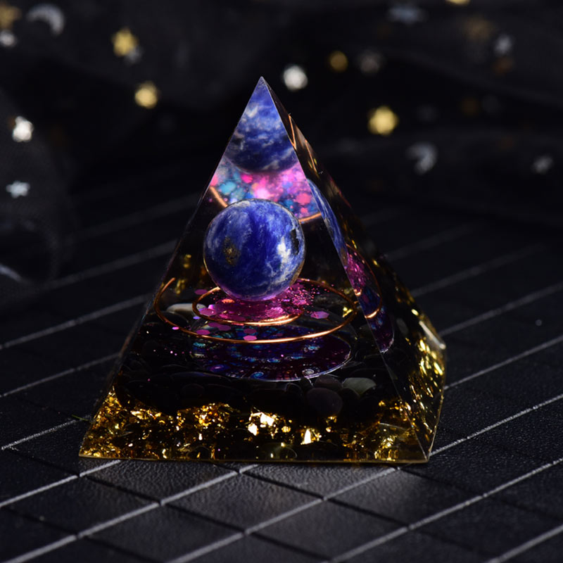 Olivenorma Lapis Lazuli Obsidian Orgone Pyramid