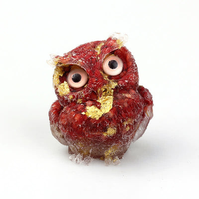 Olivenorma Wise Guardian Crystal Owl  Figurine Gemstone Decoration - Red Coral+Foil - 2.28''(L) * 1.89''(W) * 1.53''(H) - image 53