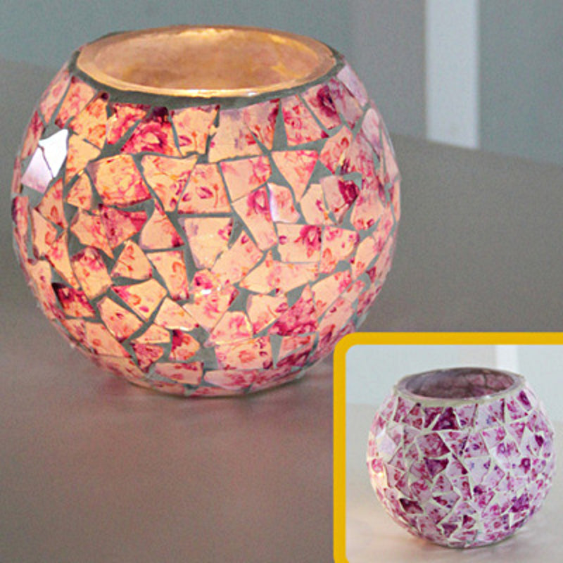 Olivenorma European Retro Glass Mosaic Candle Holder