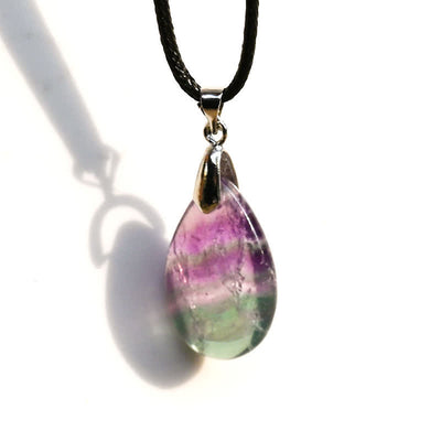 Olivenorma Natural Fluorite Water Drop Pendant Necklace