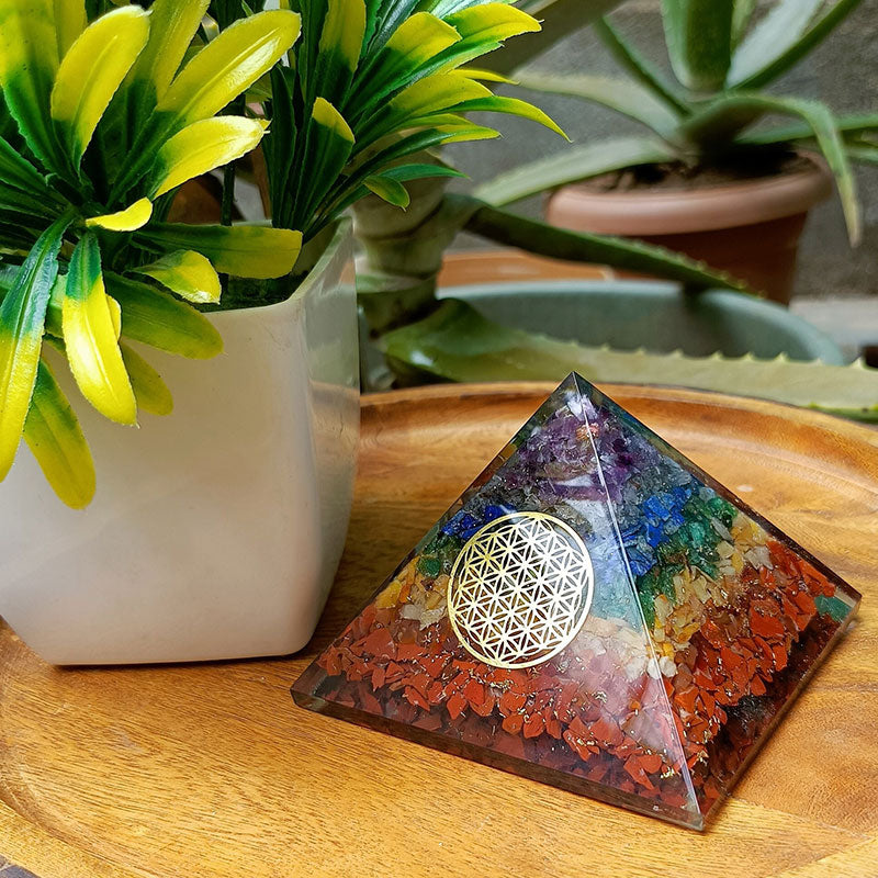 Olivenorma Chakra Flower Of Life Symbol Orgone Pyramid