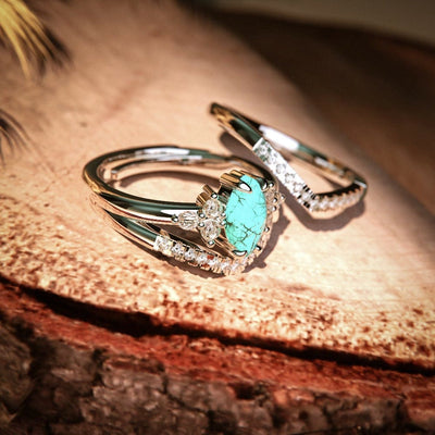 Olivenorma Vintage Turquoise Two-piece Ring - image 8