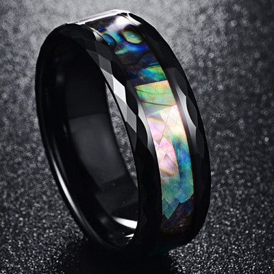 Olivenorma Koa Wood and Abalone Shell Tungsten Carbide Ring