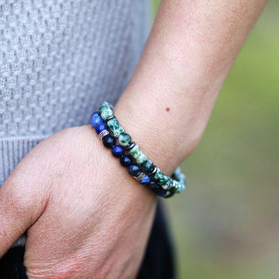 Olivenorma "Deepest Dreams" - Natural Blue Aventurine & Moss Agate Bracelet