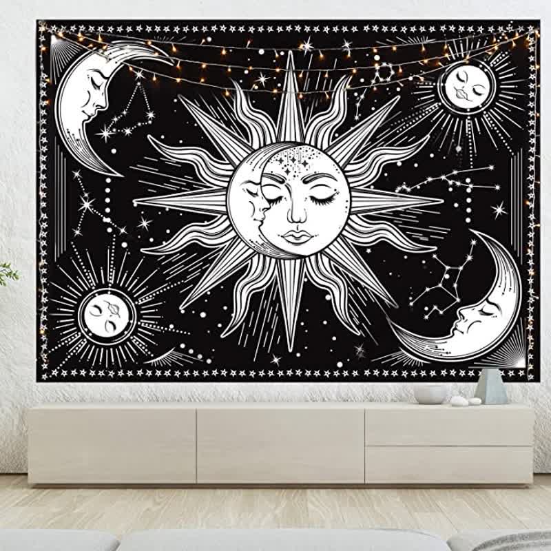 Olivenorma Sun And Moon Retro Art Yoga Wall Hanging Tapestry