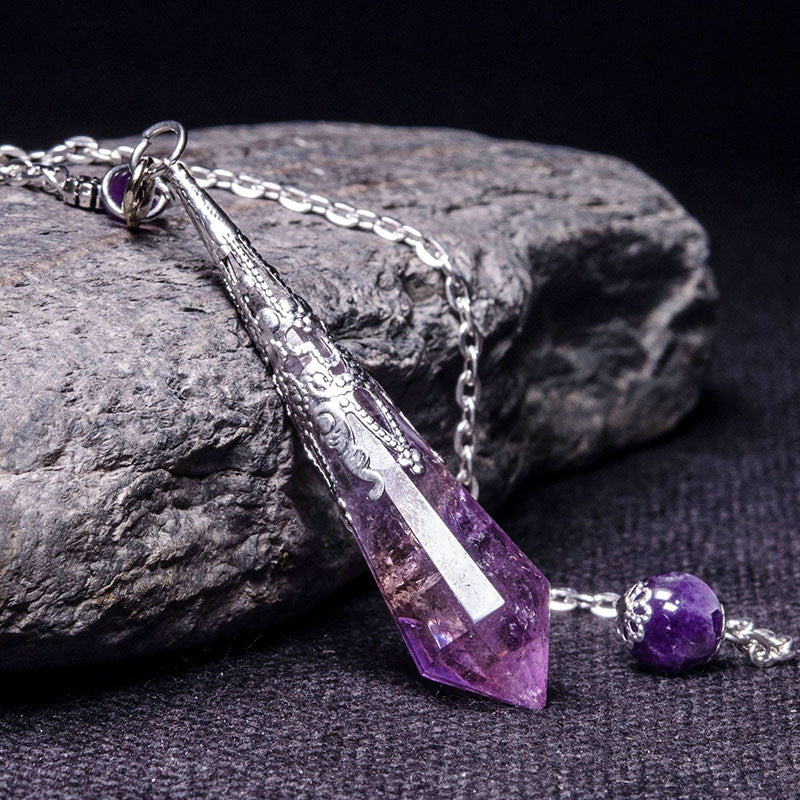 Natural Amethyst Retro Healing Pendulum