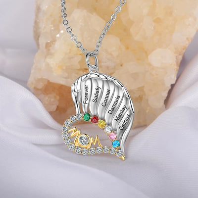 Olivenorma Mothers Birthstones Half Diamond Heart Necklace