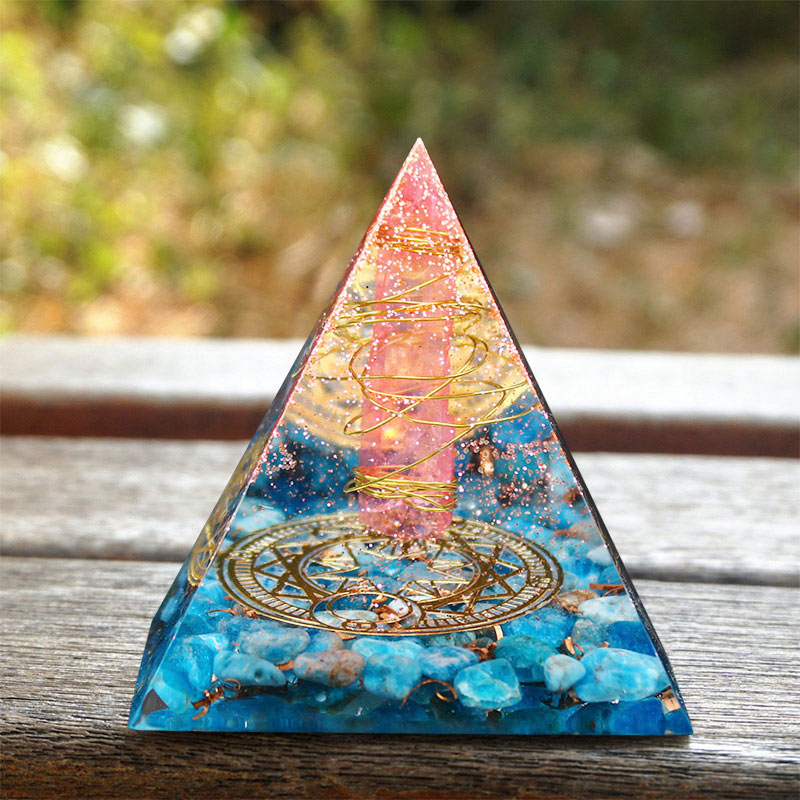 Olivenorma Red Quartz with Lapis Lazuli Orgone Pyramid