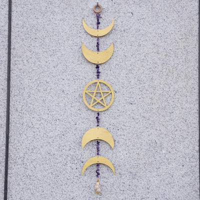 Olivenorma Amethyst Gravel Pentagram Moon Phase Wall Decor