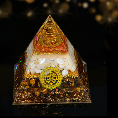 Olivenorma 10cm Good Luck Natural Crystal Ball Orgone Pyramid