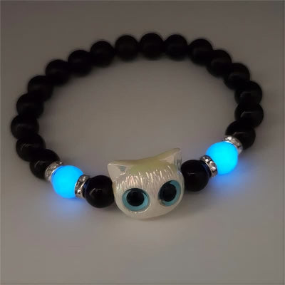 Olivenorma 1pcs Luminous Cute Cat Design Pendant Beaded Bracelet