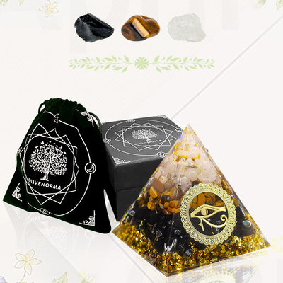 (Clearance 30% OFF / CODE: OFF30) - Olivenorma The Energy Protection Obsidian & Tiger Eye Orgone Pyramid