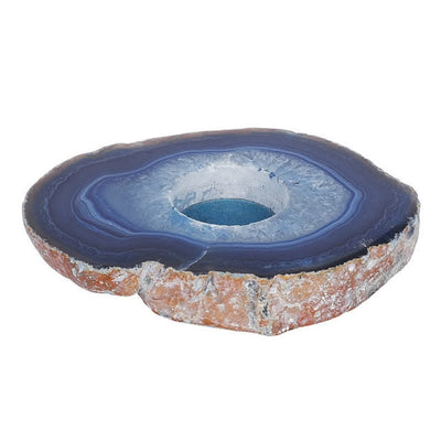 Natural Blue Agate Slice Candle Holder