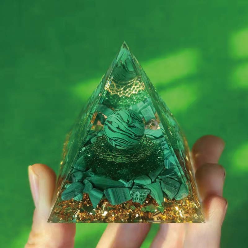 Olivenorma Natural Malachite Protection Orgone Pyramid