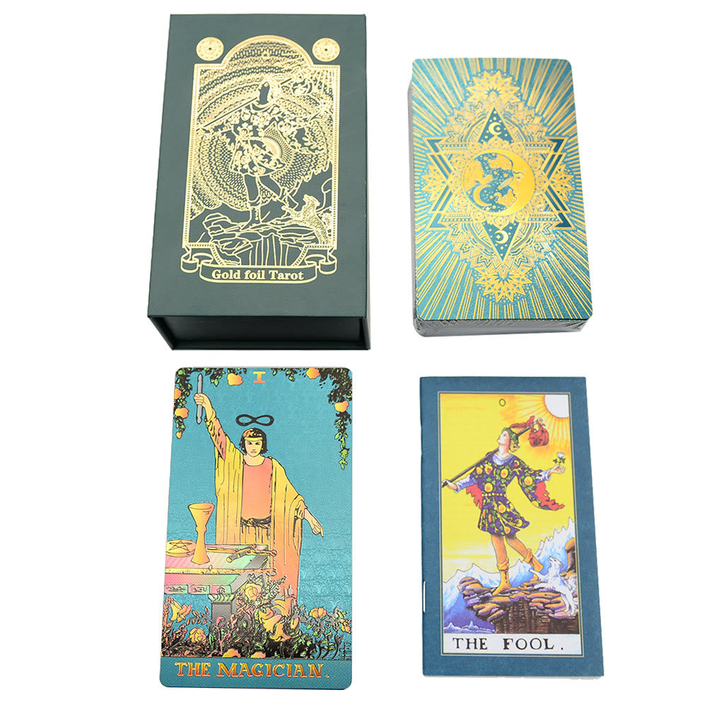 Olivenorma Green Blue Moon Gold Foil Tarot Cards