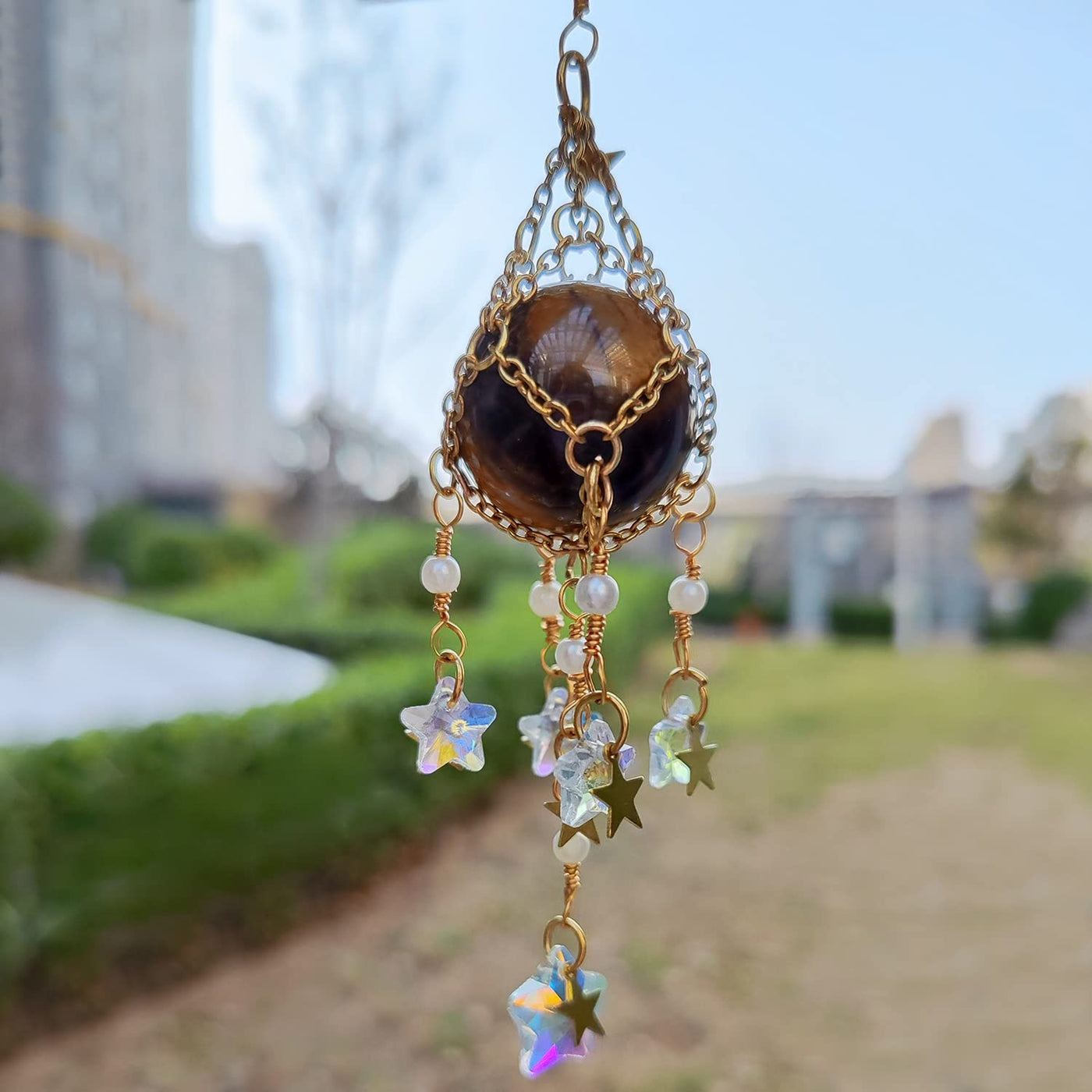 Olivenorma Natural Crystal Original Stone Hanging Pendant Wind Chime