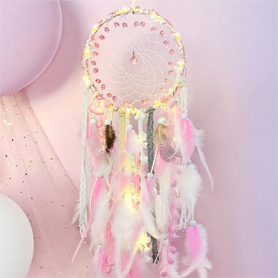 Olivenorma Pink Acrylic Bead Woven Dream Catcher