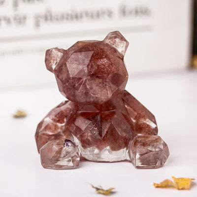 Olivenorma Mirror Sitting Bear Gemstone Decoration