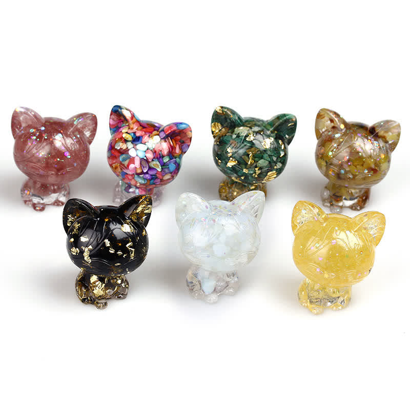 Olivenorma Natural Crystal Cat Gemstone Decoration