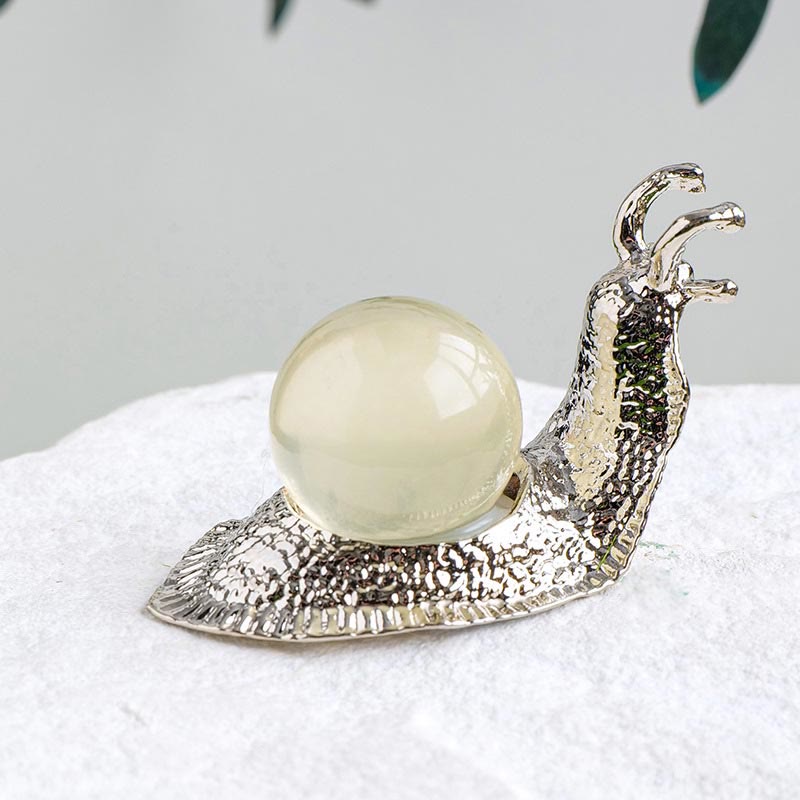 Olivenorma Natural Crystal Ball Holder Small Snail Gemstone Decoration