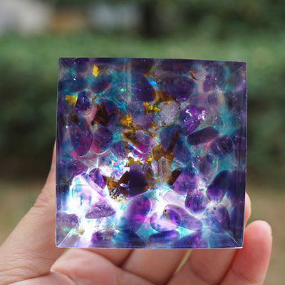 Olivenorma Amethyst Aquamarine Orgone Pyramid