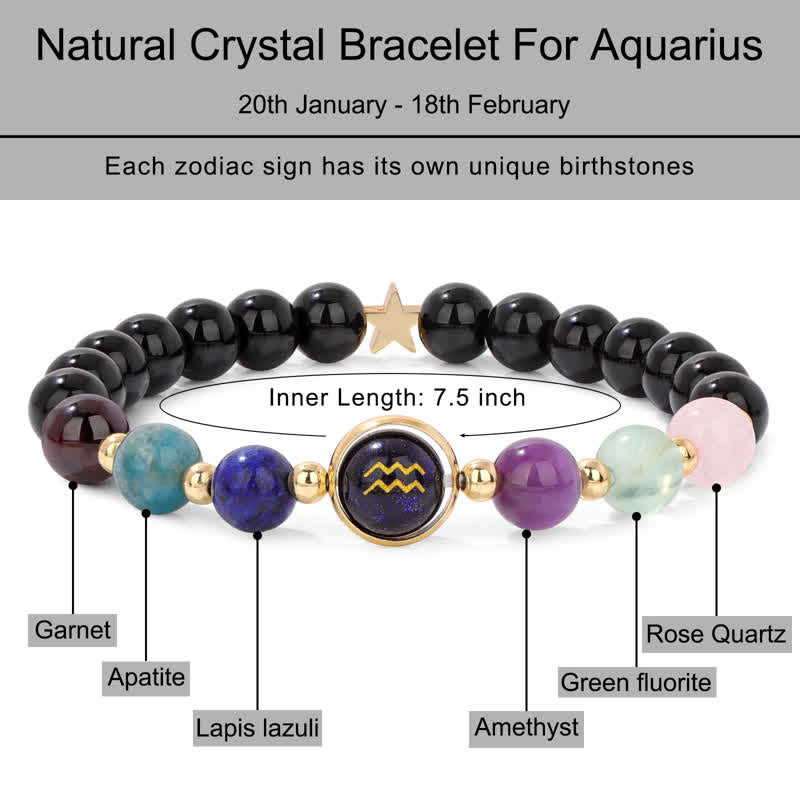 Olivenorma Black Onyx Blue Sandstone Beaded Zodiac Bracelet