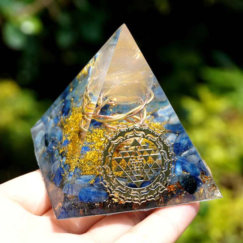 Olivenorma Kyanite Rose Quartz Orgone Pyramid