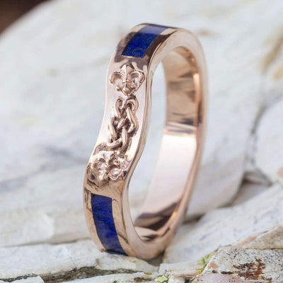 Olivenorma Celtic Knot Lapis Lazuli Bridal Ring Set