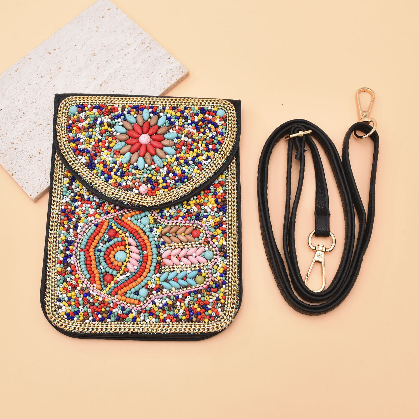 Olivenorma Bohemian Beaded Evil Eye Hamsa Mobile Phone Bag