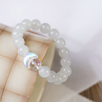 Olivenorma Clear Crystal Rose Quartz Sun Moon Beaded Bracelet