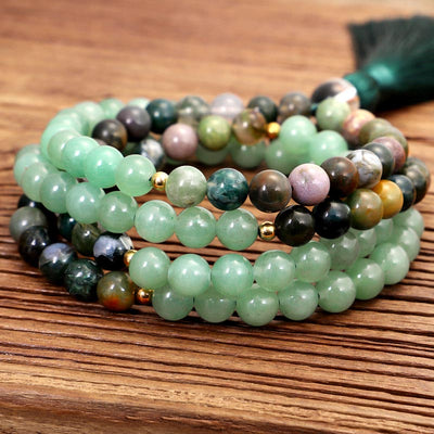 Olivenorma Green Aventurine Indian Agate Necklace Bracelet Mala