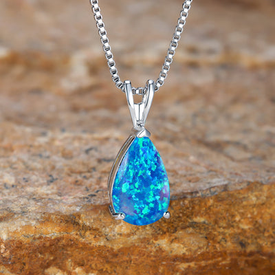 Olivenorma Minimalist Droplet Opal Pendant Necklace