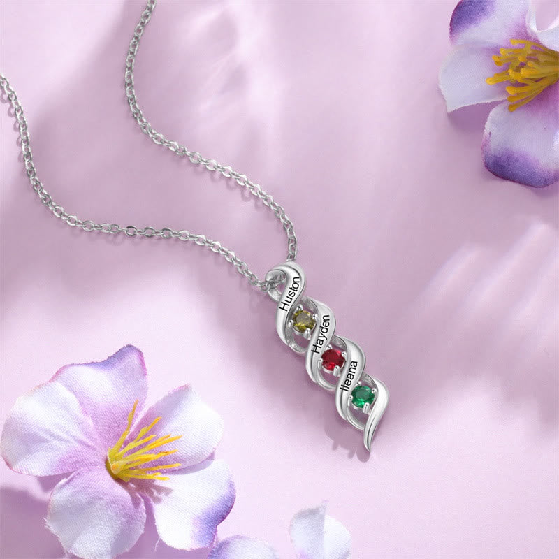 Personalized 1-6 Engravings and Birthstones Necklace