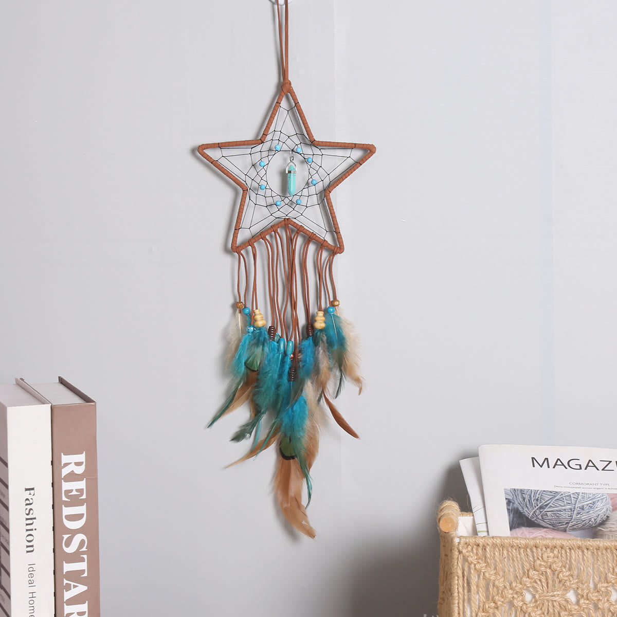 Olivenorma Turquoise Pendant Blue Brown Feather Dream Catcher