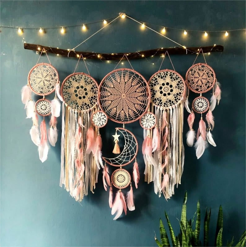 Olivenorma Set Of 5 Feather Moon And Stars Dream Catcher