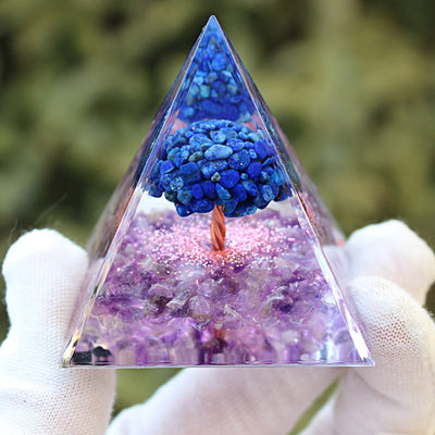 (Clearance 30% OFF / CODE: OFF30) - Olivenorma Lapis Lazuli Amethyst Tree Of Life Orgone Pyramid