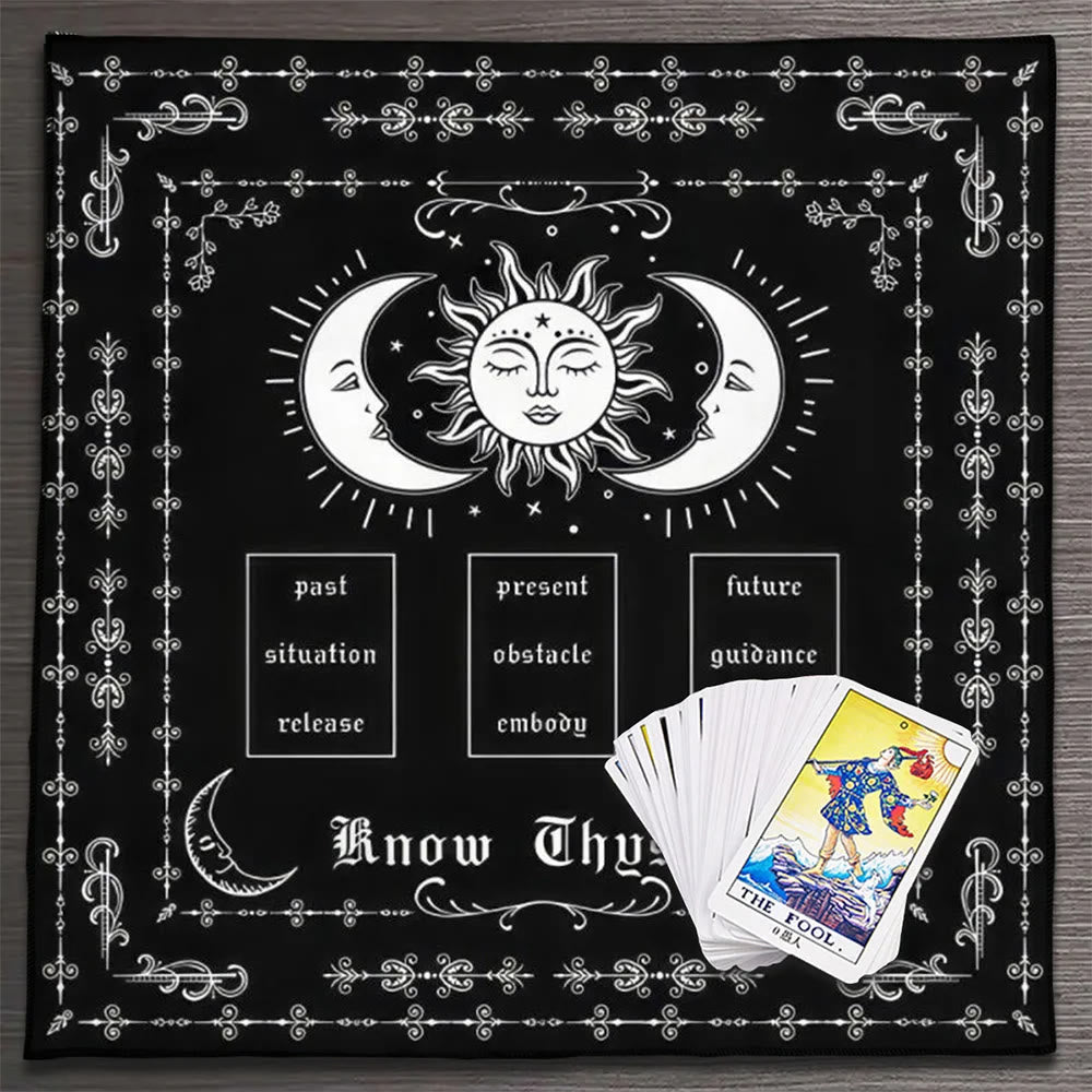 Olivenorma Know Thyself Moon & Sun Tarot Tablecloth