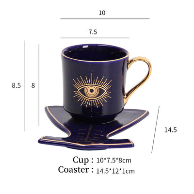 Olivenorma Hamsa Evil Eye Tea Cup Saucer Set Coaster