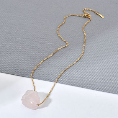 Olivenorma Natural Rough Gemstone Healing Crystal Chain Necklace