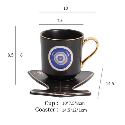 Olivenorma Hamsa Evil Eye Tea Cup Saucer Set Coaster