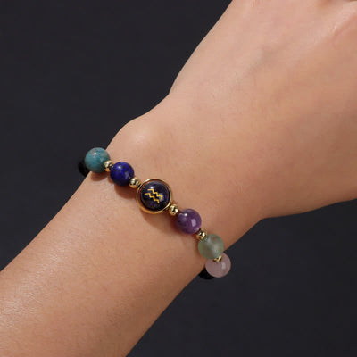 Olivenorma Black Onyx Blue Sandstone Beaded Zodiac Bracelet