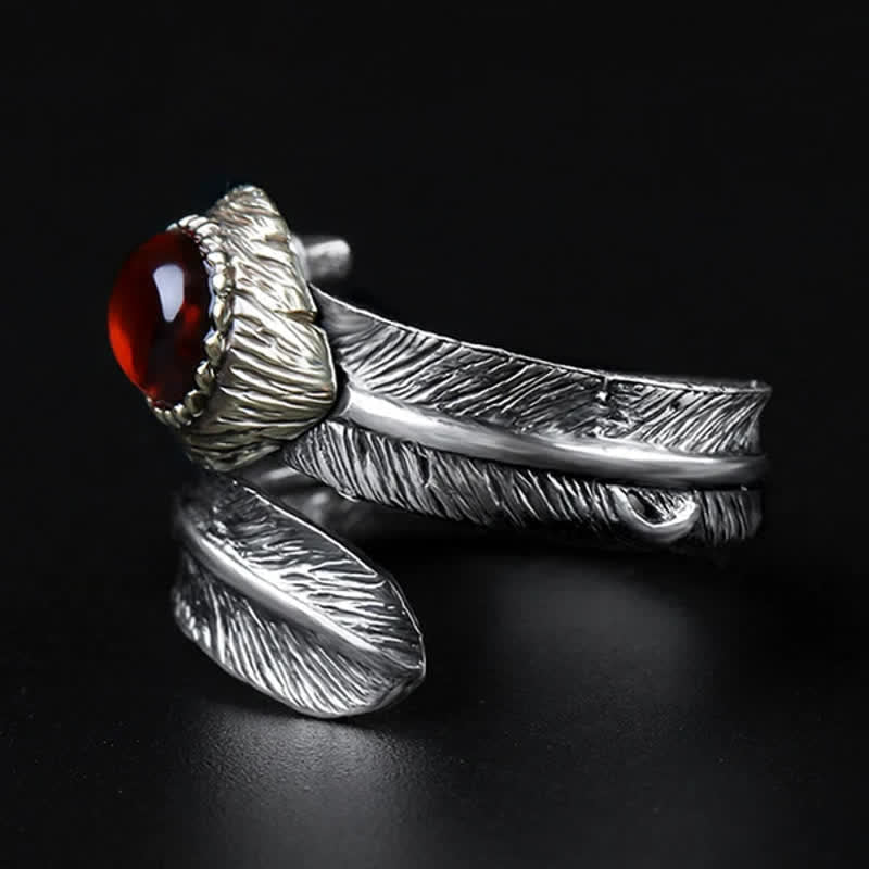 Olivenorma S925 Silver Curved Feather Shape Open Ring